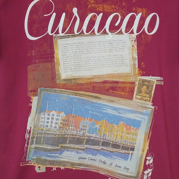 ⭐️ 5 for $25 ⭐️ Curacao Women's  Fushia Tshirt sz Large - Picture 7 of 7